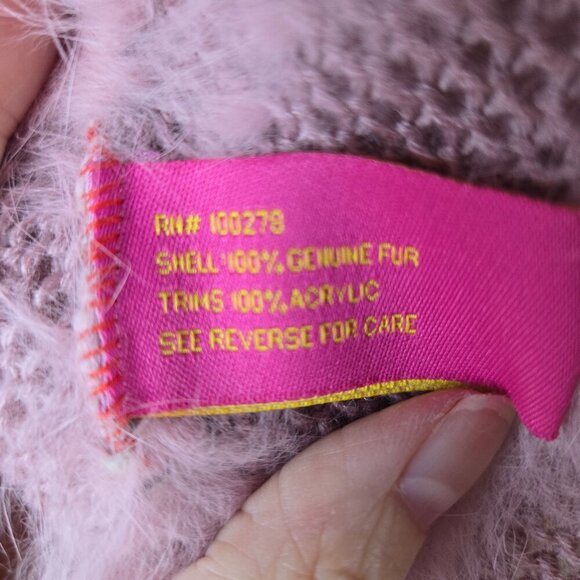 Jennyfer J Light Pink Rabbit Fur Poncho Adjustable Styles Casual Layer - Picture 7 of 8